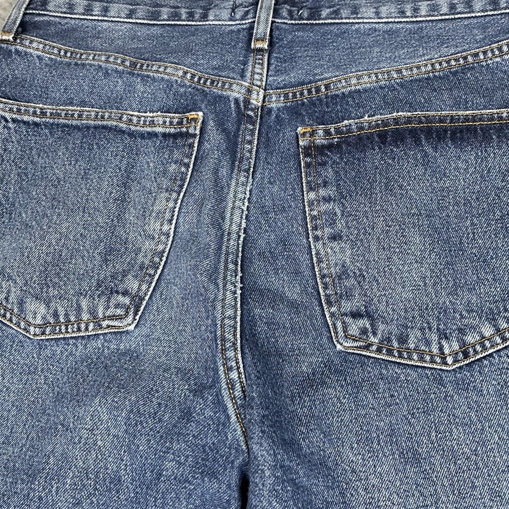 AGOLDE Fran Jeans Women's 25 Blue Straight Leg High Rise Distressed Button Fly - Picture 15 of 16